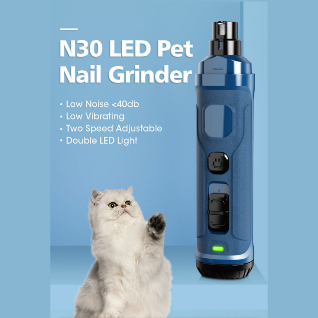 KFX-7294781 LED Pet Nail Trimmer with Double Speed Control, USB Rechargeable and Low Noise Design for Dogs and Cats