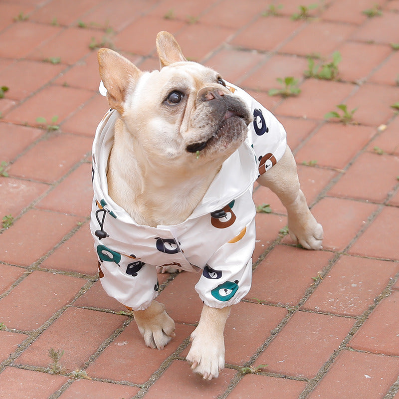 KFX-7295165 Waterproof Two-Legged Raincoat for Puppies - Casual Bear Suit, Multiple Sizes Available