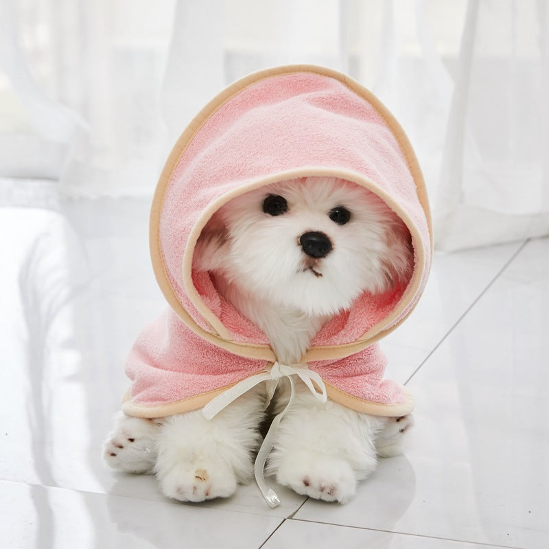 KFX-7296445 Quick-Drying Microfiber Pet Bathrobe - Soft, Absorbent Towel in Light Green, Pink, Yellow, Beige