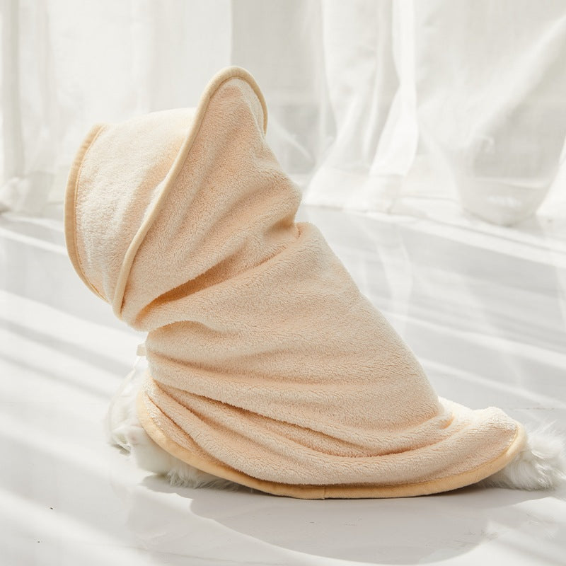 KFX-7296445 Quick-Drying Microfiber Pet Bathrobe - Soft, Absorbent Towel in Light Green, Pink, Yellow, Beige