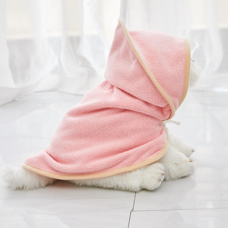KFX-7296445 Quick-Drying Microfiber Pet Bathrobe - Soft, Absorbent Towel in Light Green, Pink, Yellow, Beige