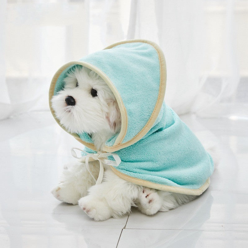 KFX-7296445 Quick-Drying Microfiber Pet Bathrobe - Soft, Absorbent Towel in Light Green, Pink, Yellow, Beige