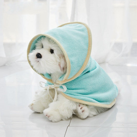 KFX-7296445 Quick-Drying Microfiber Pet Bathrobe - Soft, Absorbent Towel in Light Green, Pink, Yellow, Beige