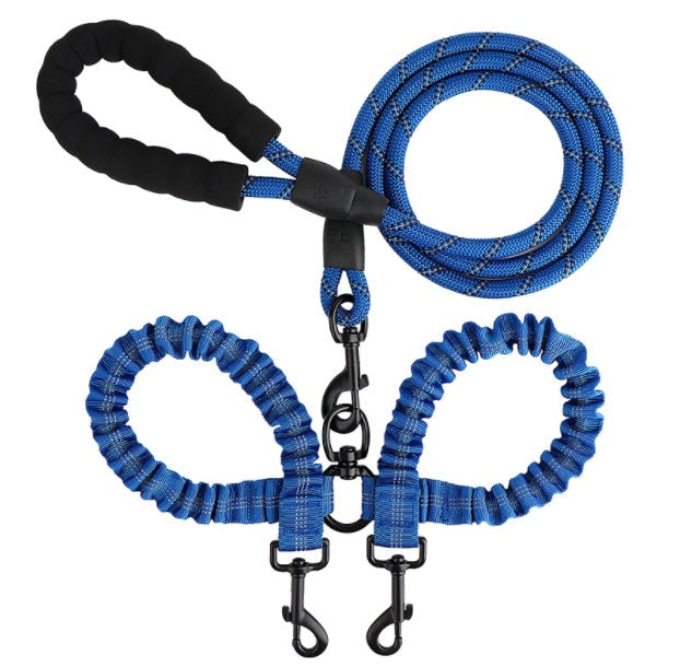 KFX-7296573 Reflective Polyester Double Drag Traction Rope for Pets - 150CM Long, 2.5CM Wide