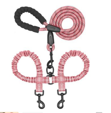KFX-7296573 Reflective Polyester Double Drag Traction Rope for Pets - 150CM Long, 2.5CM Wide