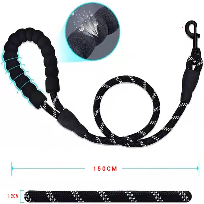 KFX-7296573 Reflective Polyester Double Drag Traction Rope for Pets - 150CM Long, 2.5CM Wide
