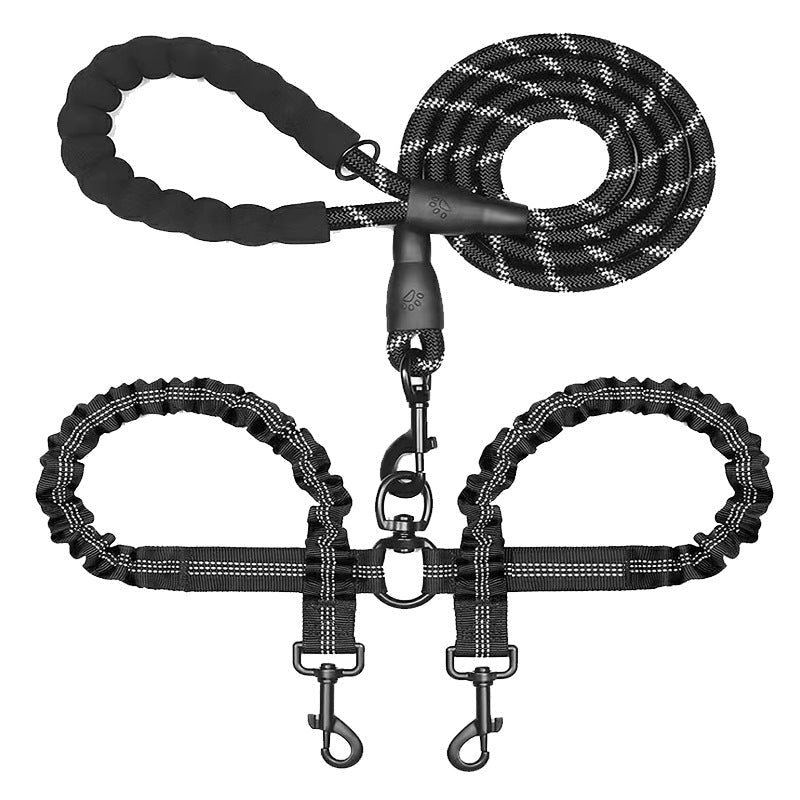 KFX-7296573 Reflective Polyester Double Drag Traction Rope for Pets - 150CM Long, 2.5CM Wide