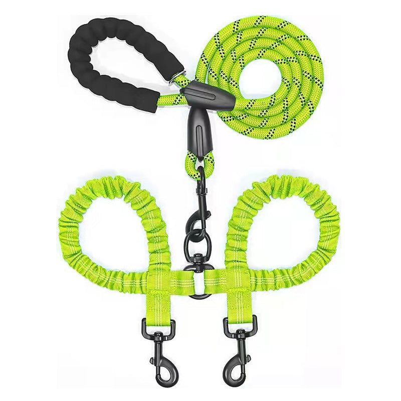 KFX-7296573 Reflective Polyester Double Drag Traction Rope for Pets - 150CM Long, 2.5CM Wide