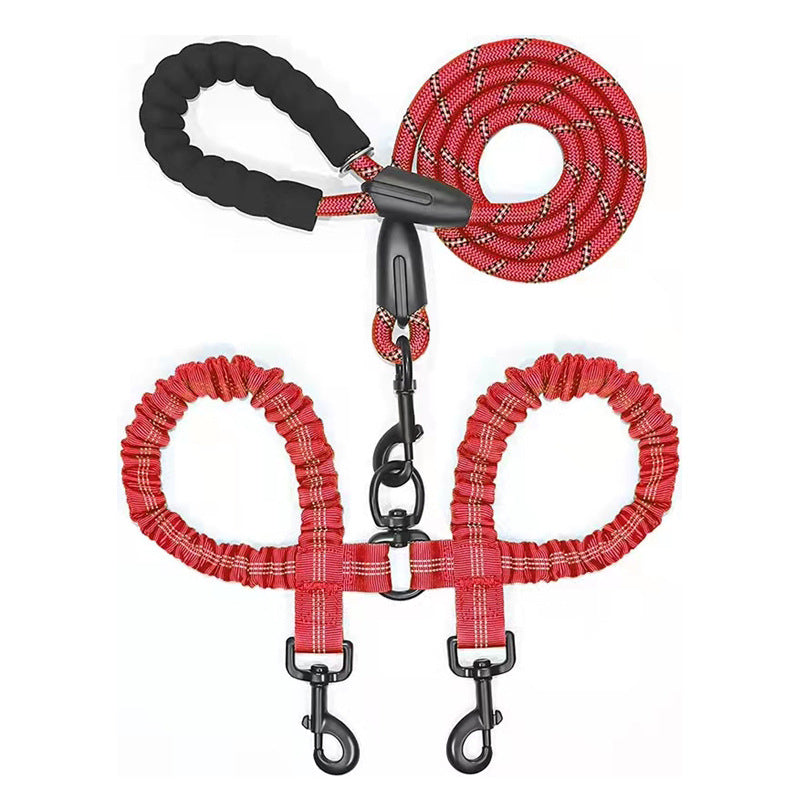 KFX-7296573 Reflective Polyester Double Drag Traction Rope for Pets - 150CM Long, 2.5CM Wide