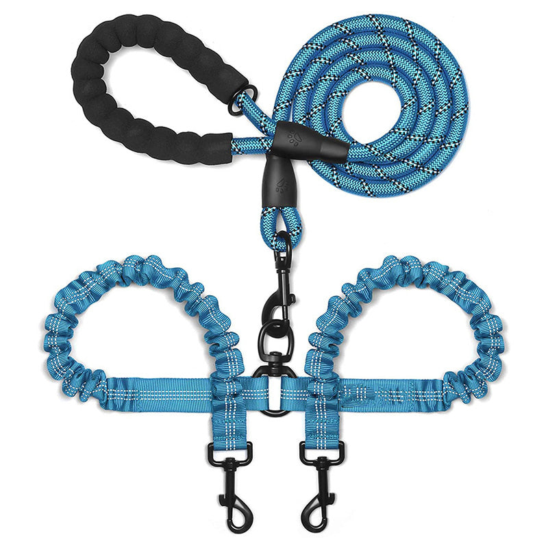 KFX-7296573 Reflective Polyester Double Drag Traction Rope for Pets - 150CM Long, 2.5CM Wide