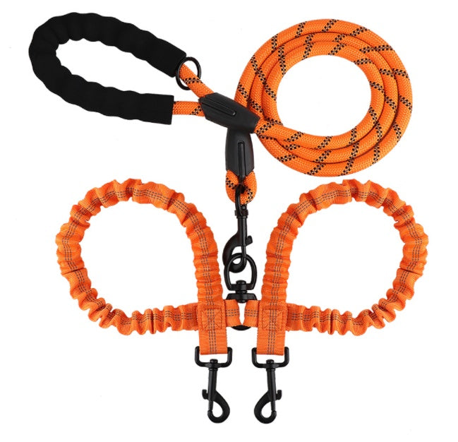 KFX-7296573 Reflective Polyester Double Drag Traction Rope for Pets - 150CM Long, 2.5CM Wide