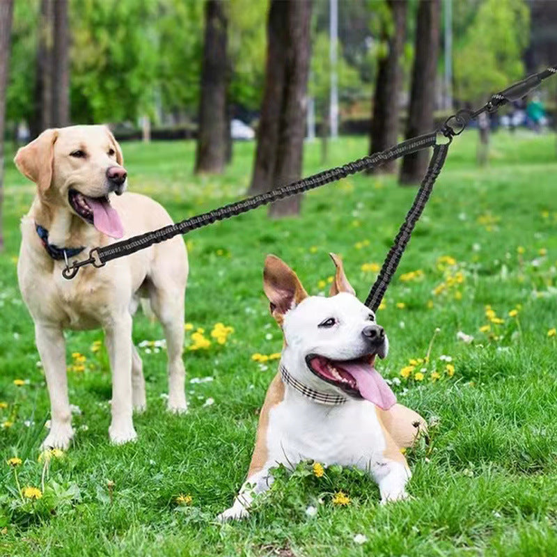 KFX-7296573 Reflective Polyester Double Drag Traction Rope for Pets - 150CM Long, 2.5CM Wide