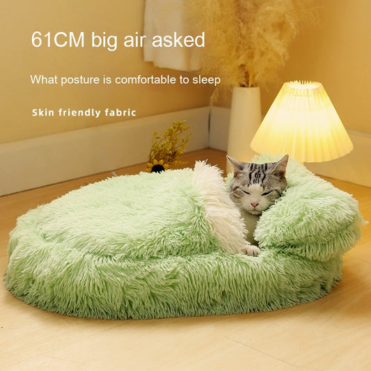 KFX-7298621 Long Wool Oval Pet Bed - Warm Cat and Dog Nest in Various Colors and Quilted Options