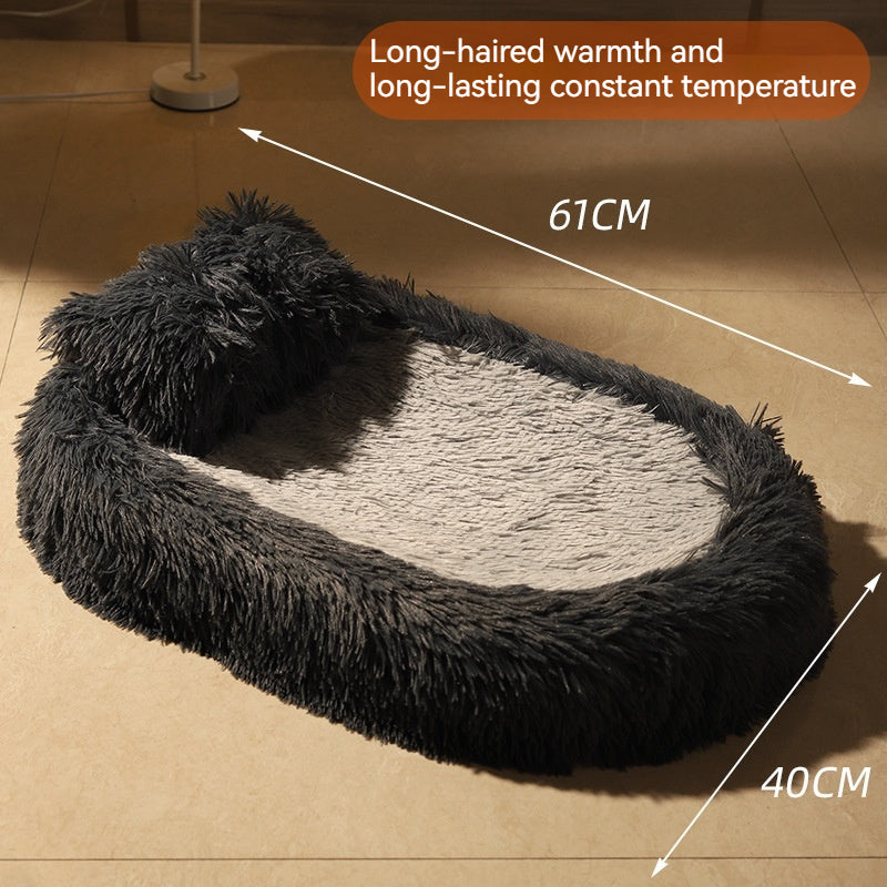 KFX-7298621 Long Wool Oval Pet Bed - Warm Cat and Dog Nest in Various Colors and Quilted Options