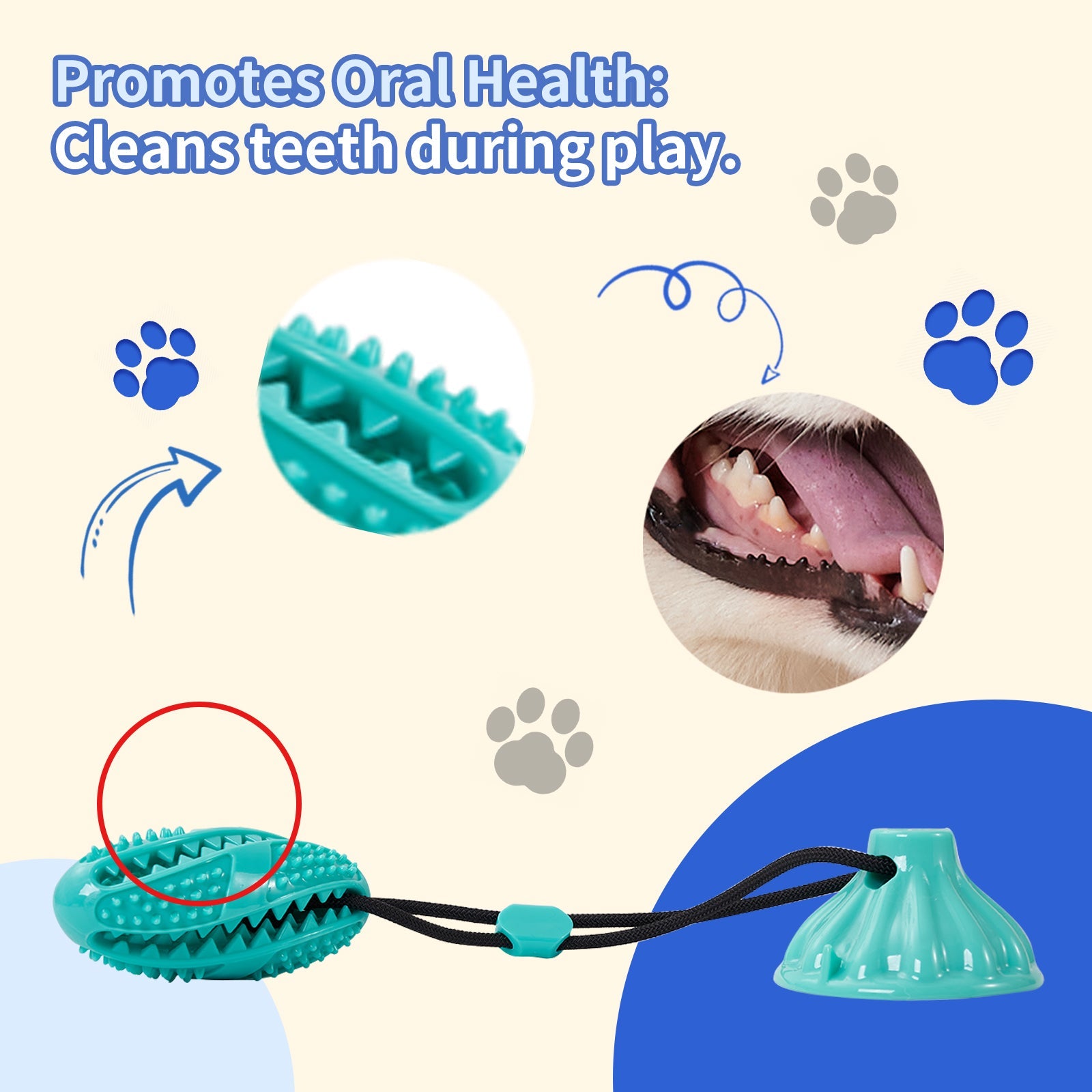 KFX-7300029 Suction Cup Dog Toy Ball for Molar Teeth Cleaning and Playtime