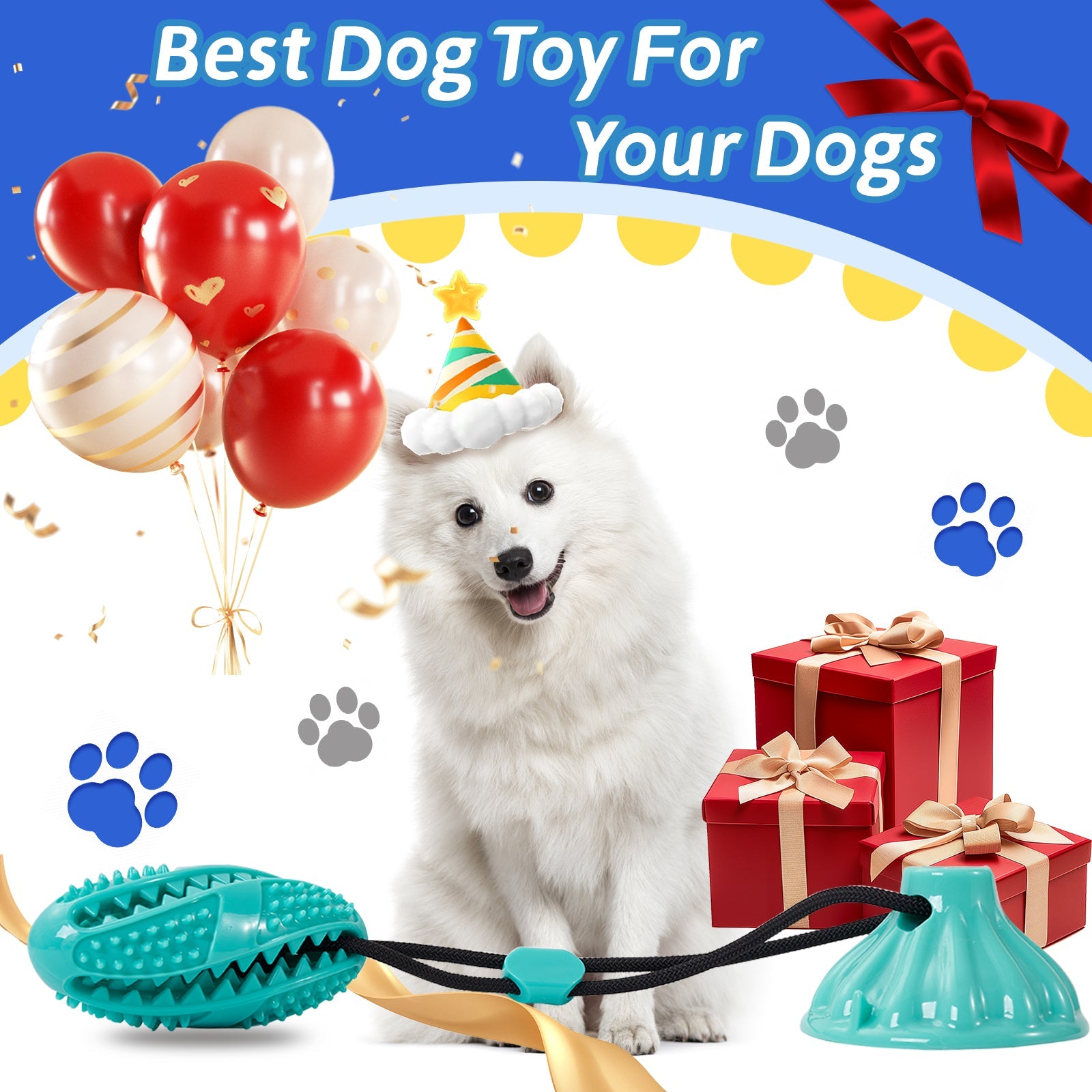 KFX-7300029 Suction Cup Dog Toy Ball for Molar Teeth Cleaning and Playtime