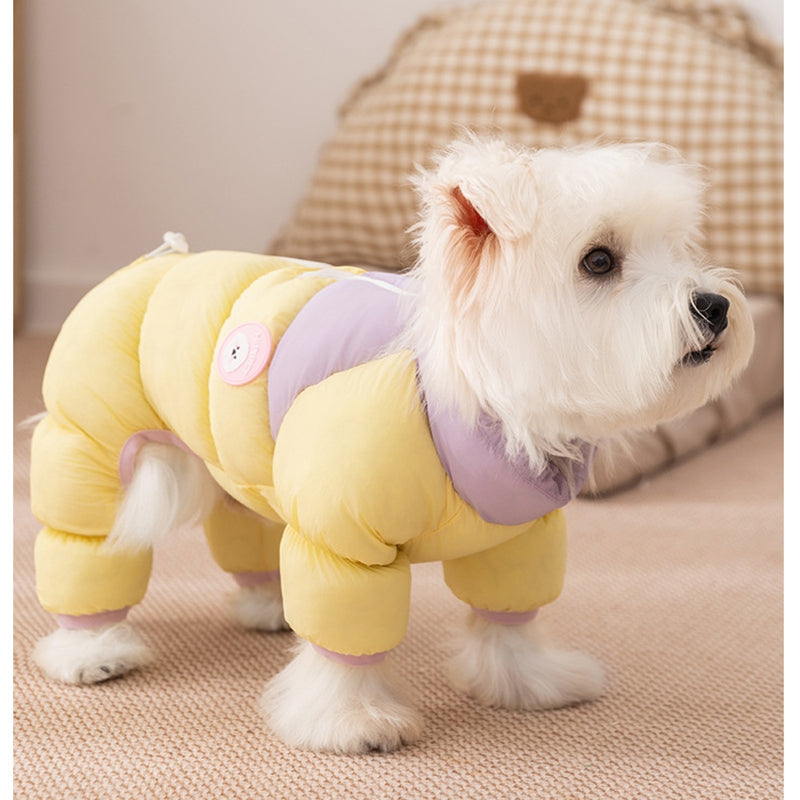 KFX-7301309 Cozy Color-Blocked Puffer Jacket for Small Dogs and Cats - Warm Cotton-Padded Winter Jumpsuit