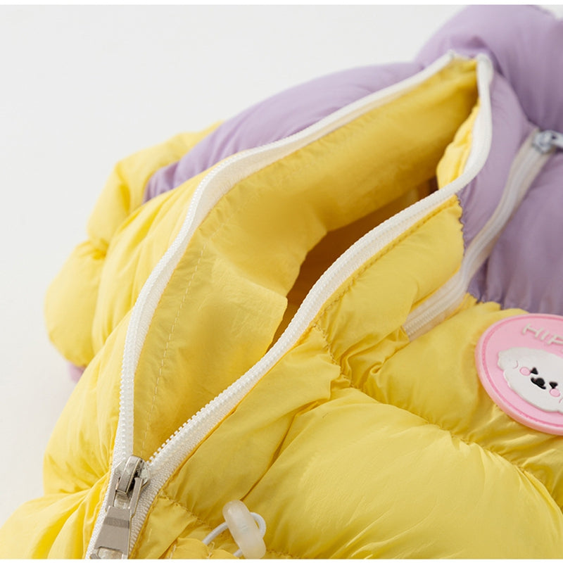 KFX-7301309 Cozy Color-Blocked Puffer Jacket for Small Dogs and Cats - Warm Cotton-Padded Winter Jumpsuit