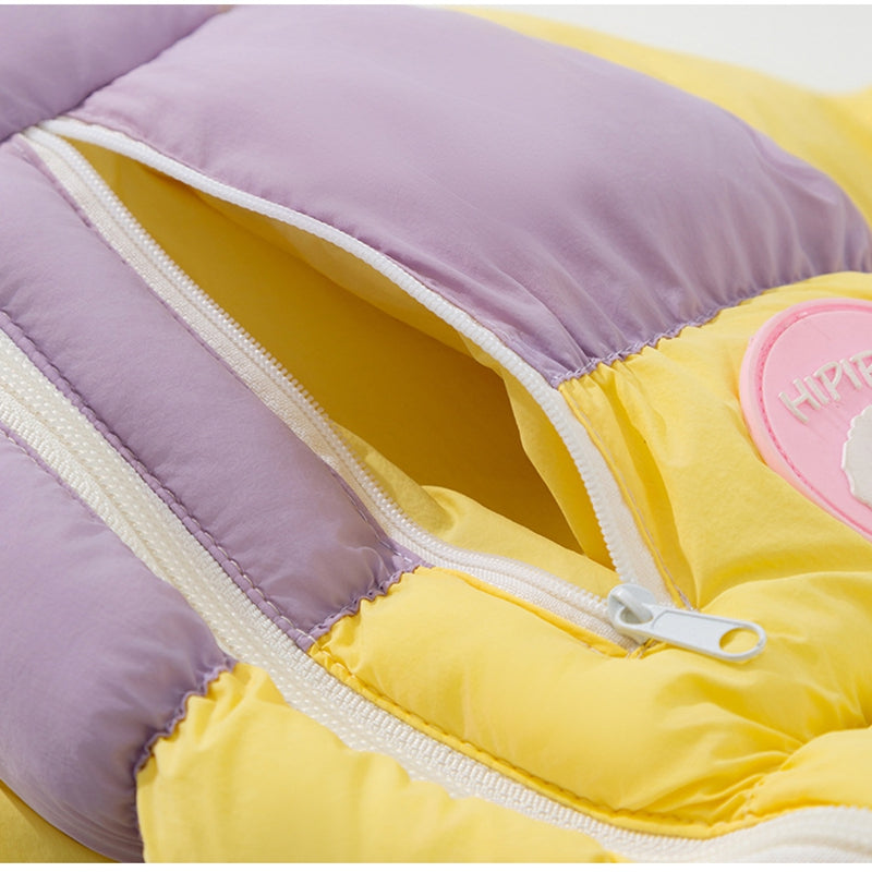 KFX-7301309 Cozy Color-Blocked Puffer Jacket for Small Dogs and Cats - Warm Cotton-Padded Winter Jumpsuit