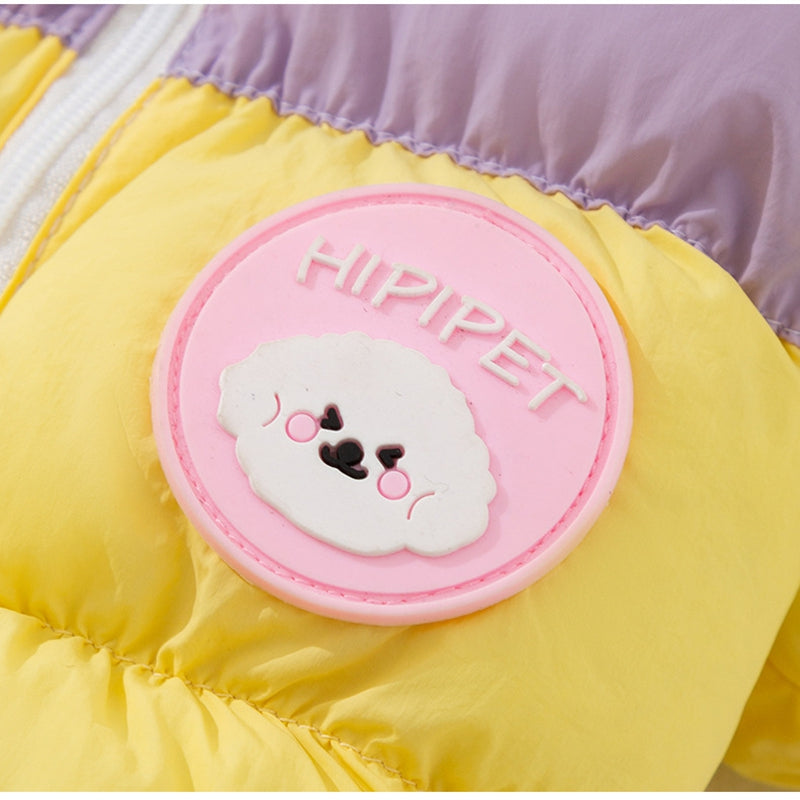 KFX-7301309 Cozy Color-Blocked Puffer Jacket for Small Dogs and Cats - Warm Cotton-Padded Winter Jumpsuit