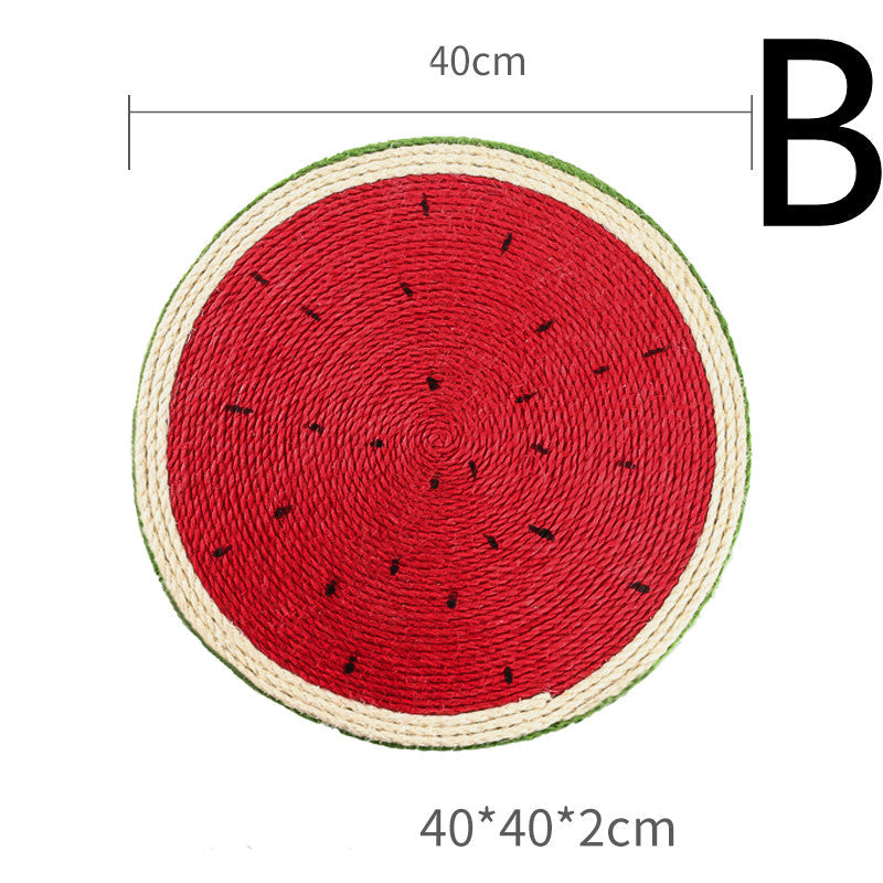 KFX-7302717 Natural Solid Wood Sisal Cat Scratching Board with Fruit Patterns - Anti-Scratch Design and Claw Grinder