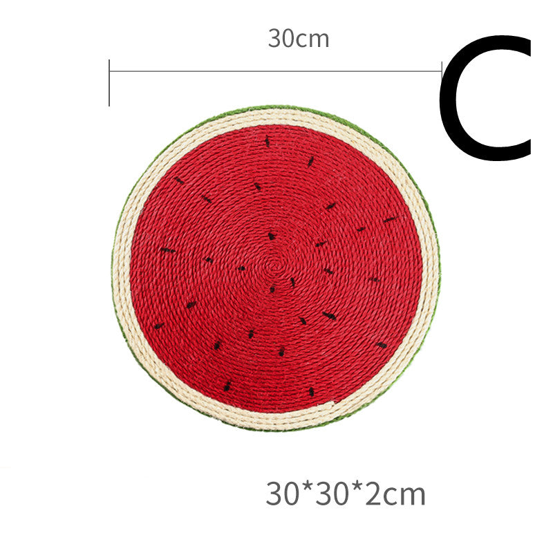 KFX-7302717 Natural Solid Wood Sisal Cat Scratching Board with Fruit Patterns - Anti-Scratch Design and Claw Grinder