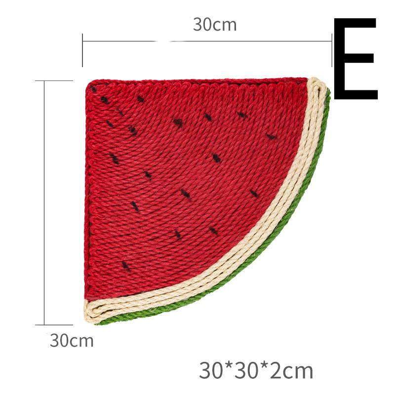 KFX-7302717 Natural Solid Wood Sisal Cat Scratching Board with Fruit Patterns - Anti-Scratch Design and Claw Grinder