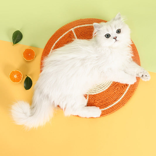 KFX-7302717 Natural Solid Wood Sisal Cat Scratching Board with Fruit Patterns - Anti-Scratch Design and Claw Grinder