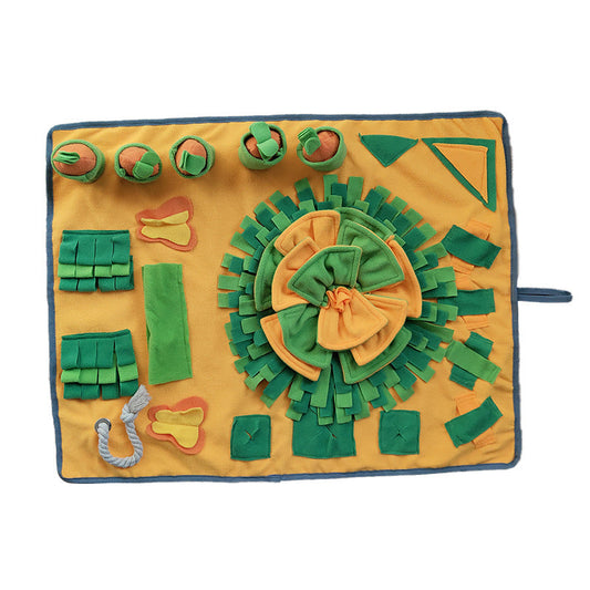 KFX-7303357 Sniff Pad for Dogs, Polar Fleece Snuffle Mat, 80x60CM, Yellow, Educational Toy