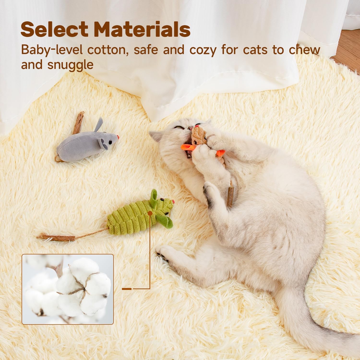 KFX-7303997 Interactive Catnip Mouse Toys with Squeak Sounds for Indoor Kittens - Engaging Playtime and Oral Health Benefits