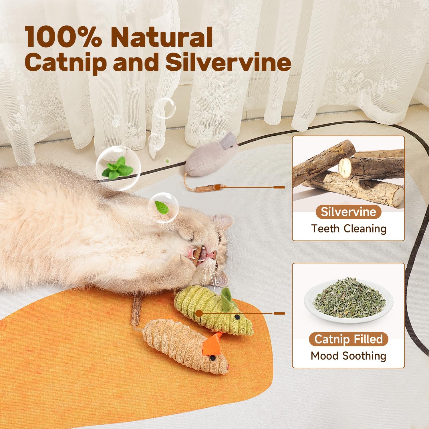 KFX-7303997 Interactive Catnip Mouse Toys with Squeak Sounds for Indoor Kittens - Engaging Playtime and Oral Health Benefits
