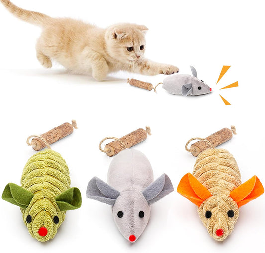 KFX-7303997 Interactive Catnip Mouse Toys with Squeak Sounds for Indoor Kittens - Engaging Playtime and Oral Health Benefits