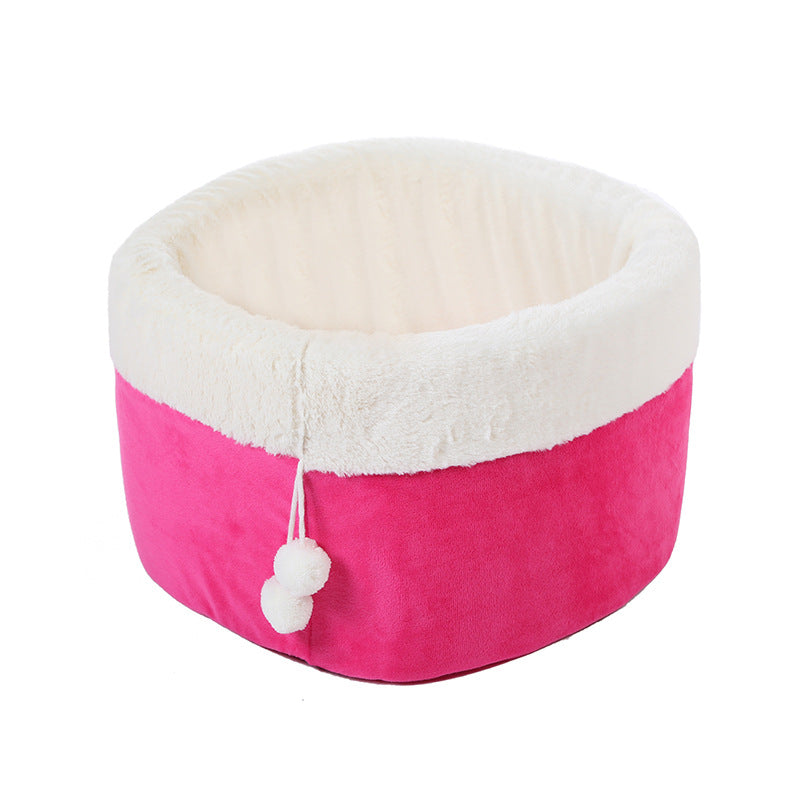 KFX-7304381 Plush Arctic Velvet Cat Bed with Non-Slip Base and Removable Inner Pad
