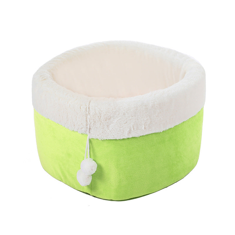 KFX-7304381 Plush Arctic Velvet Cat Bed with Non-Slip Base and Removable Inner Pad