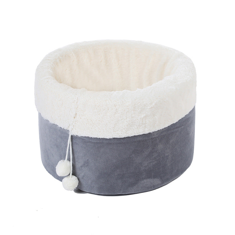 KFX-7304381 Plush Arctic Velvet Cat Bed with Non-Slip Base and Removable Inner Pad
