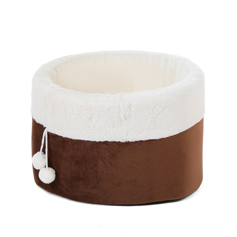 KFX-7304381 Plush Arctic Velvet Cat Bed with Non-Slip Base and Removable Inner Pad