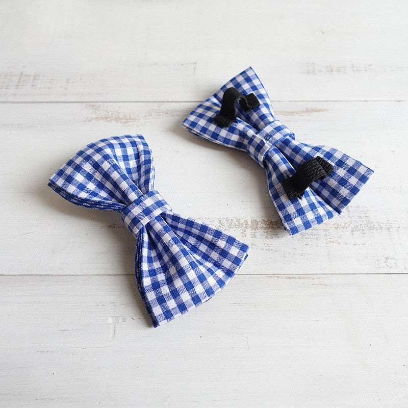 KFX-7304765 Blue Checkered Dog Bowtie - Polyester Pet Accessory (UBT-046)