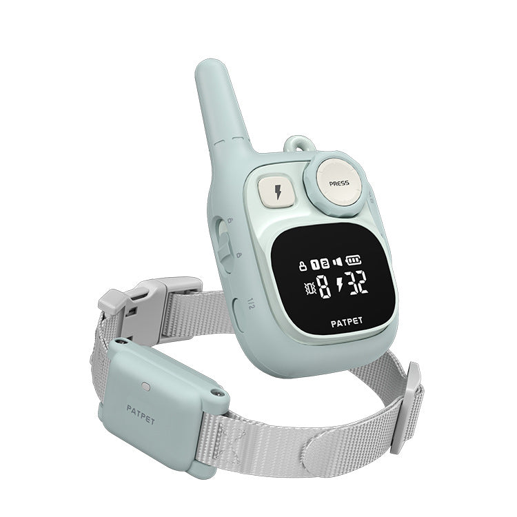 KFX-7305789 Light Blue Remote Control Dog Bark Stopper Training Shock Collar with Vibration and Buzzer Functions