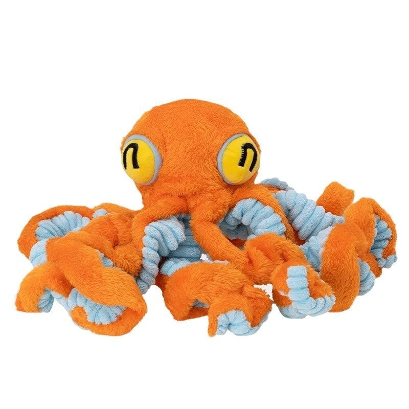 KFX-7307325 Interactive Plush Pull Toy for Medium to Large Dogs - Orange or Blue Octopus Design