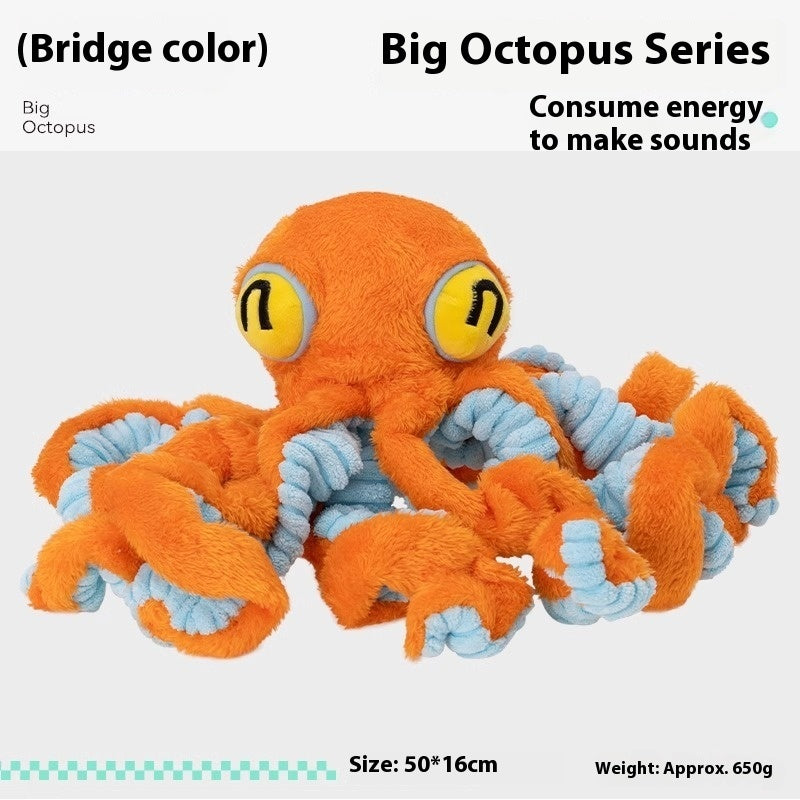 KFX-7307325 Interactive Plush Pull Toy for Medium to Large Dogs - Orange or Blue Octopus Design