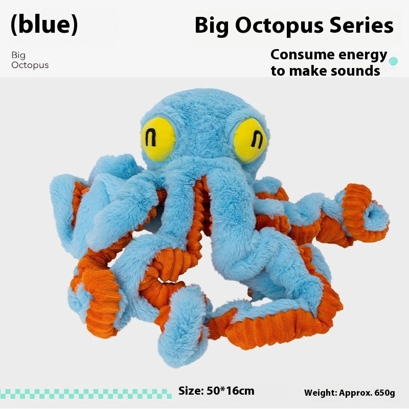 KFX-7307325 Interactive Plush Pull Toy for Medium to Large Dogs - Orange or Blue Octopus Design