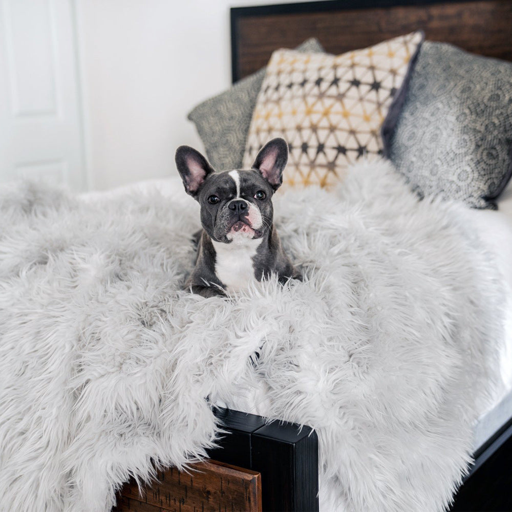 KFX-7309117 Luxurious Winter Warm Pet Pad for Dogs and Small Animals, Ideal for Couch, Car, and Travel, Grey/White/Leopard