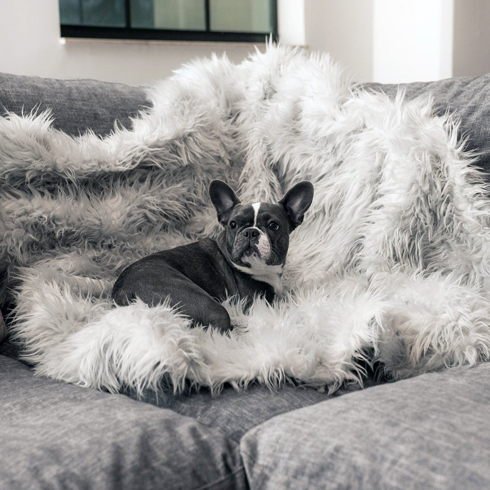KFX-7309117 Luxurious Winter Warm Pet Pad for Dogs and Small Animals, Ideal for Couch, Car, and Travel, Grey/White/Leopard