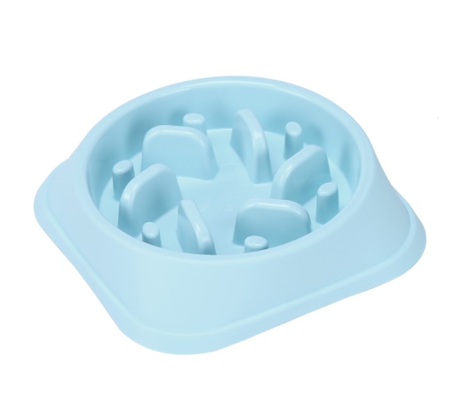 KFX-7314237 Anti-Choking Slow Feed Pet Bowl for Food and Water - Durable, Easy-to-Clean PP Material in Pink, Green, and Blue