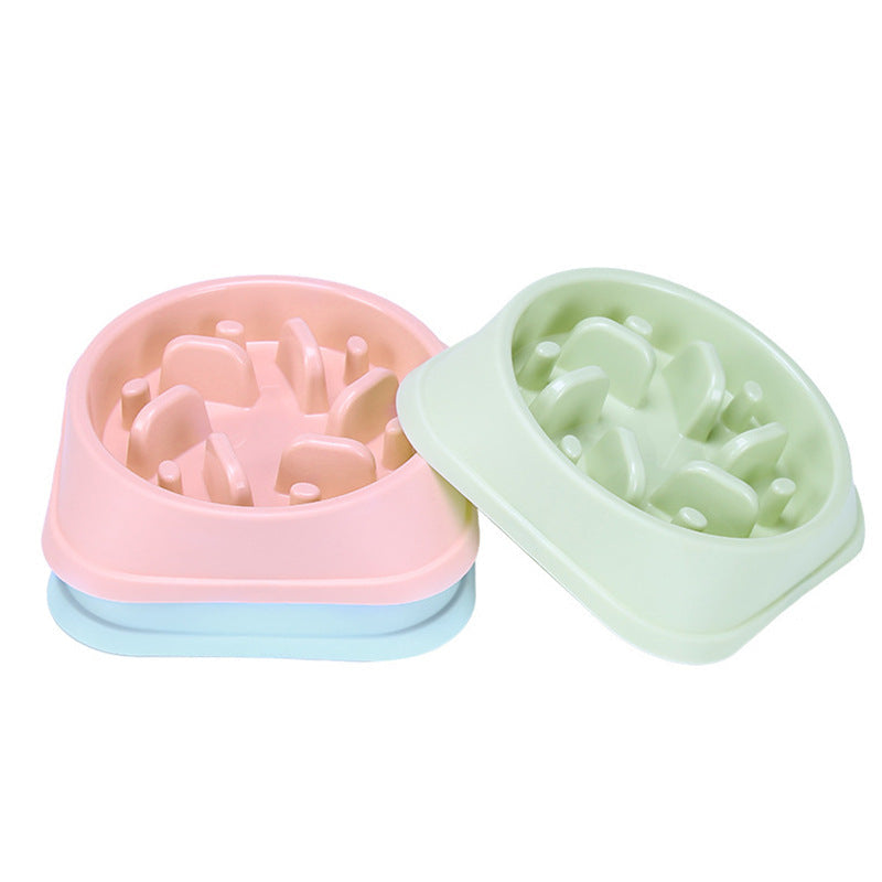 KFX-7314237 Anti-Choking Slow Feed Pet Bowl for Food and Water - Durable, Easy-to-Clean PP Material in Pink, Green, and Blue