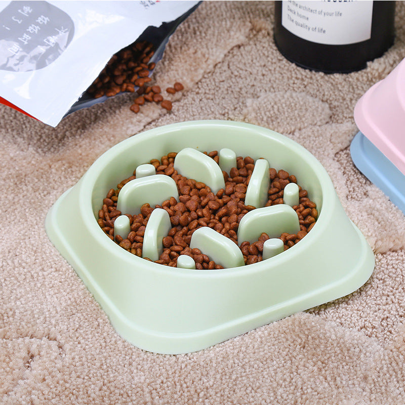 KFX-7314237 Anti-Choking Slow Feed Pet Bowl for Food and Water - Durable, Easy-to-Clean PP Material in Pink, Green, and Blue
