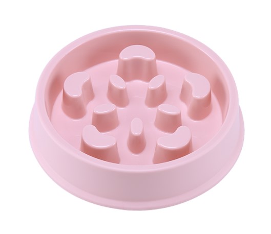 KFX-7314237 Anti-Choking Slow Feed Pet Bowl for Food and Water - Durable, Easy-to-Clean PP Material in Pink, Green, and Blue