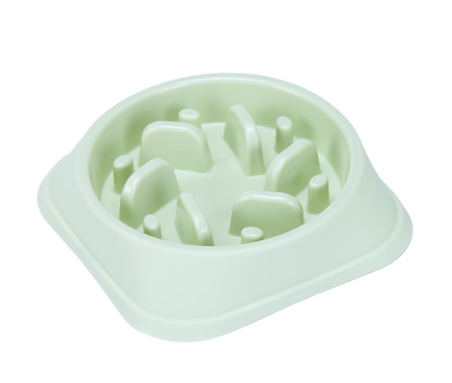 KFX-7314237 Anti-Choking Slow Feed Pet Bowl for Food and Water - Durable, Easy-to-Clean PP Material in Pink, Green, and Blue