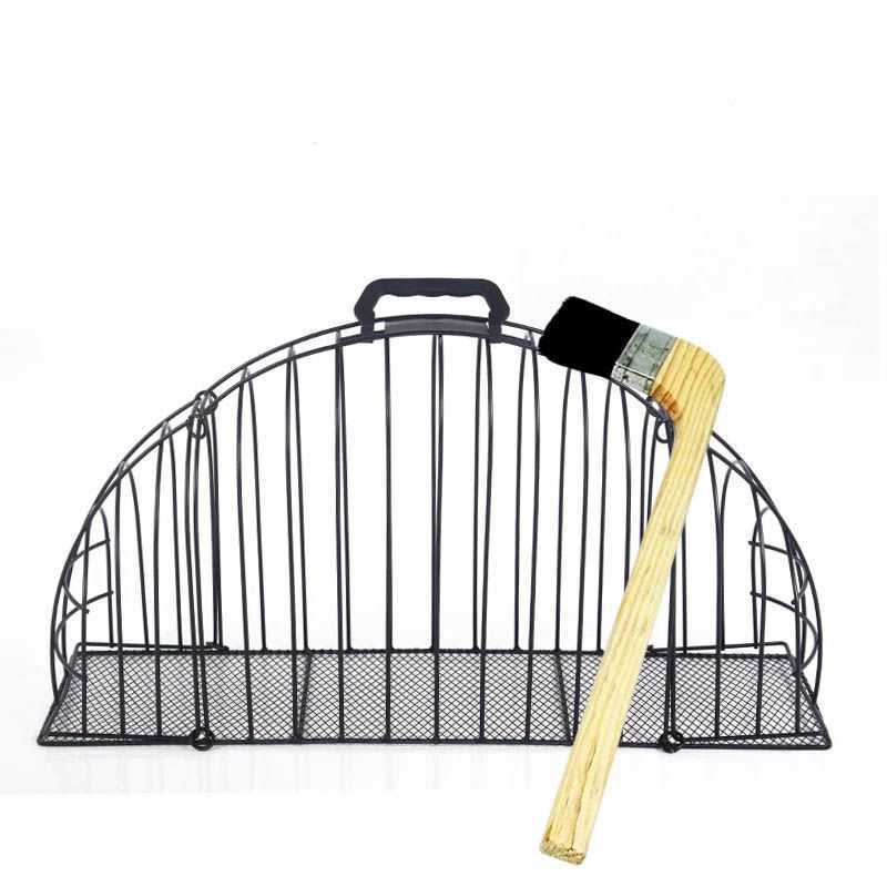 KFX-7315901 Double Door Cat Bath Cage with Brush - Anti-Scratch Design, Black Positive Wire Construction