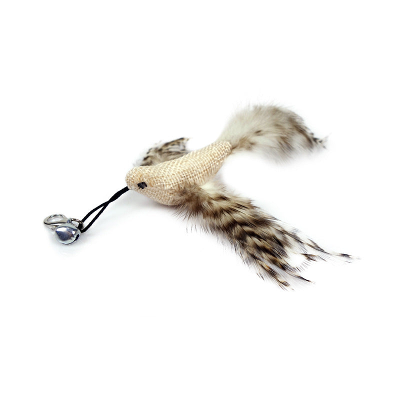 KFX-7318845 Cat Toy with Bird Feather Wand and Black Stick for Interactive Play
